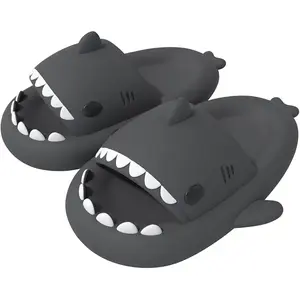 Casual Minimalist Style Cozy Shark Slipper Open Toe Cartoon Shape Slip On Sandal for Beach Pool Shower Footwear Non-Slip Slippers