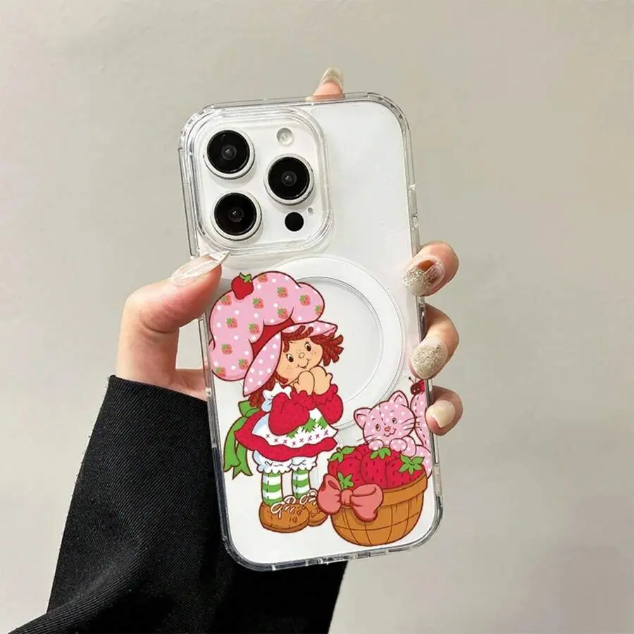 Shockproof Transparent TPU Cellphone Case with Protection - Customized S-Strawberry S-Shortcakes Design, Acrylic Accent, Fingerprint Resistant, Soft Edges, Easy Clean Surface, Wireless Charging Compatible for iPhone 17/16/15/14/13/12/11 Pro Devices, Casin