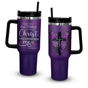 Christian Gifts for Women, 40 oz I Can Do All Things Christ Tumbler With Handle, Inspirational Religious Birthday Gifts for Faith Cup, Christian Jesus God Bible Verse Pastor Prayer Gift for Christmas