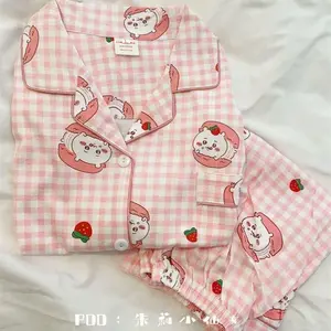 Cute Chiikawa Pajamas Set Spring Autumn Long Sleeve Pants Kawaii Sleepwear for Women Girls Students Dorm Home Girl Gift Toys