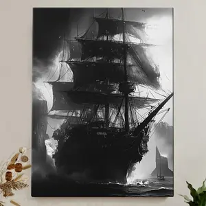 Black & White Pirate Ship  Art, Framed Vintage Nautical  Decor   Art Poster Newspaper brand wall Abstract Gold Ink Splash Mural Time Is Money Canvas Painting room Ace of Hearts Playing Cards Set Colored Sand Epoxy Floor Paint scripture hunting god home