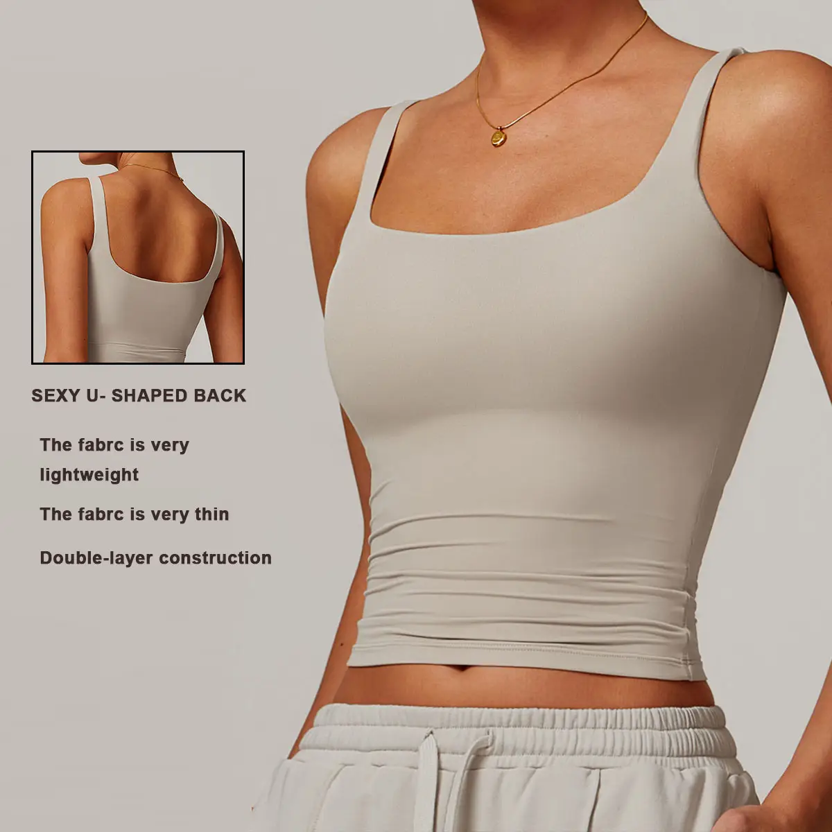 Women's Solid Sports crop Tank Top, Sporty Sleeveless Top for Yoga Gym Workout Running, Ladies Sportswear for All Seasons, Activewear with removed pad