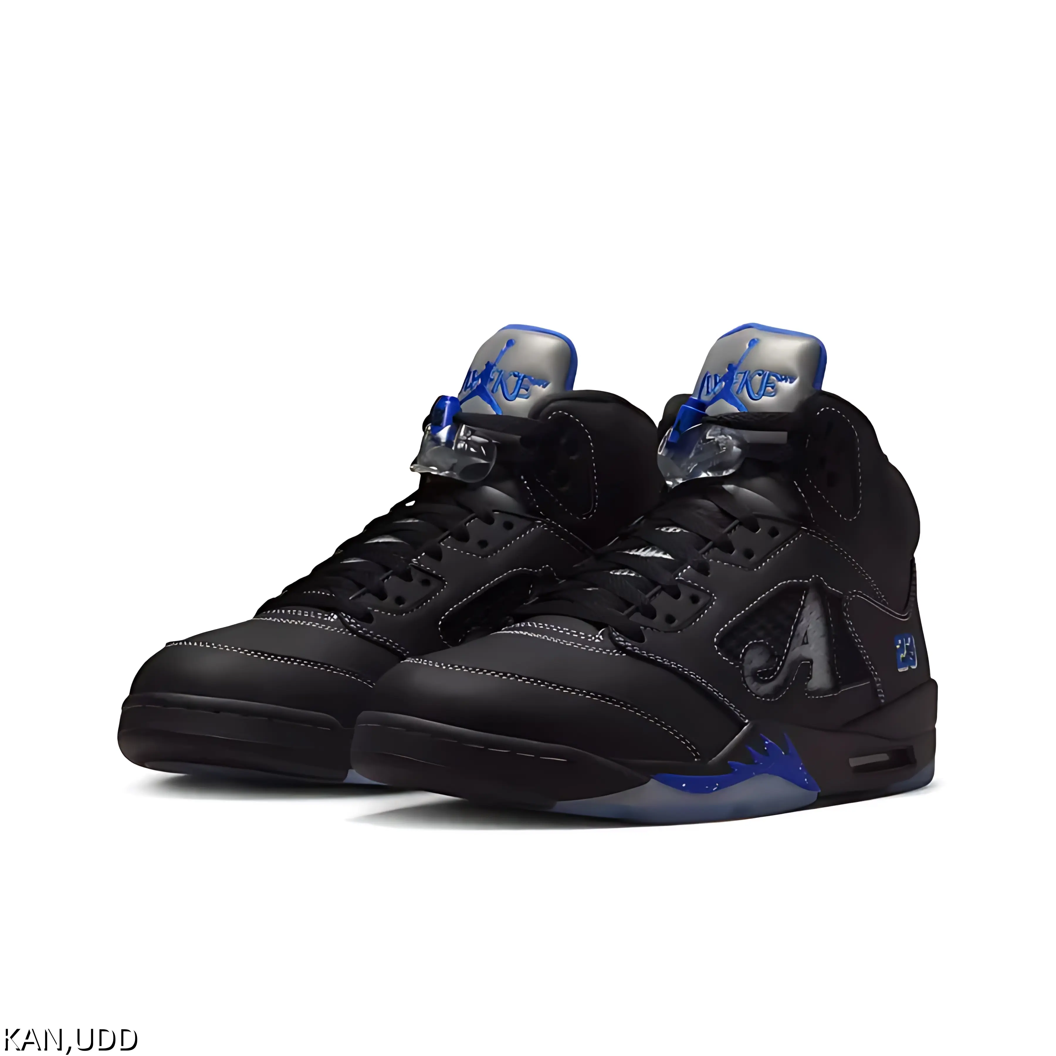Unisex All-Season Minimalist Dark Retro High Top Sneakers Premium Full Grain Leather Sports Shoes, Brand New Sealed with Original Shoe Box Blue Accent Sole Casual Gym & Lifestyle Trainers