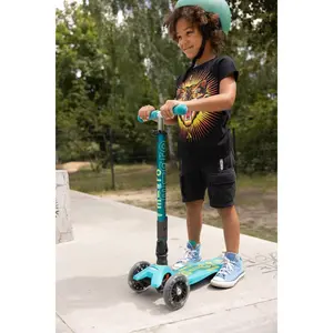 Micro Kickboard - Maxi Deluxe Foldable LED - Three Wheeled, Lean-to-Steer, Fold-to-Carry Swiss-Designed Micro Scooter for Kids with Motion-Activated Light-Up Wheels for Ages 5-12