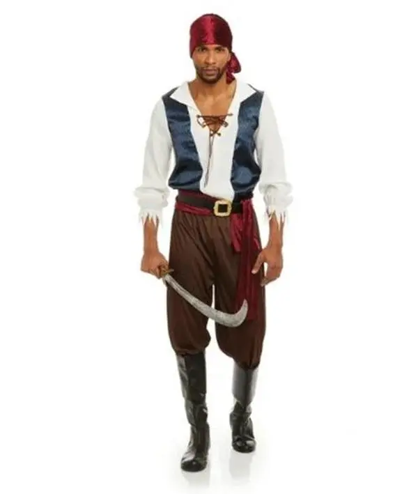 Pirate Rogue - Buccaneer - Brown/Blue - Costume - Men - 4 Sizes