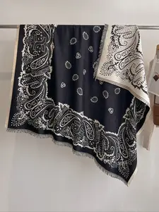 Women's Elegant Paisley Print, Fall & Winter Windproof Warm Wrap Scarf, Boho Style Shawl, Stylish Outdoor Fashion Accessory