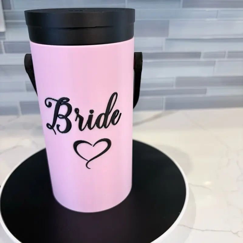 Personalized Bride Can Cooler  with Handle | Custom 3D Printed Wedding Cup | Bridal Gift | Bachelorette Party Cup