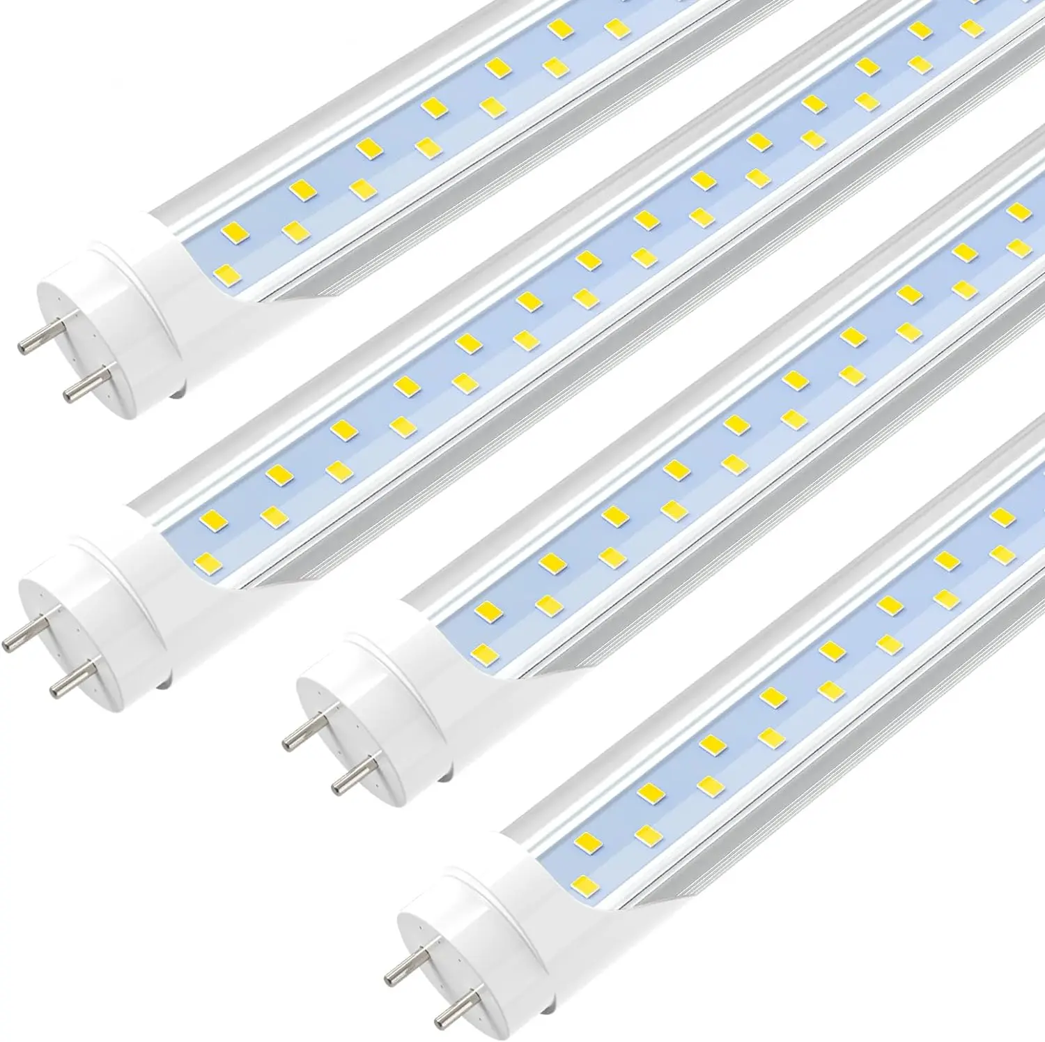 JESLED 4FT LED T8 Type A+B Tube Lights, 24W(65W Equivalent), 3072LM, 6000K, Single or Double End Powered, Plug and Play or Ballast Bypass, 4 Foot T10 T12 Fluorescent Bulbs Replacement, Clear G13 Bi Pin 1.2m(4-Pack)