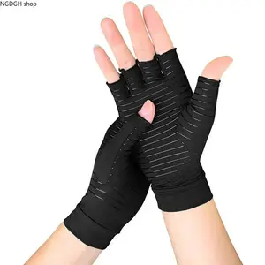 Copper Infused Compression Gloves, Fingerless Design for Arthritis Pain Relief, Breathable & Non-Slip, Perfect for Typing, Work, and Daily Activities