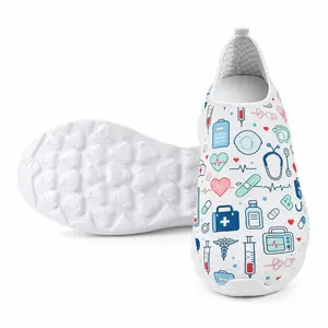 Pink Nurse Print Cute Nurse Medical Print Slip On Sneakers for Women - Breathable Comfortable Nursing Shoes All Day Wear Casual Loafers for RN LPN Healthcare Workers