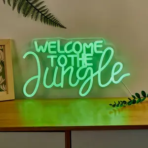 Welcome to the Jungle Neon Sign Decorative Wall Light, Neon Lights, Atmosphere Lighting, Home Decoration Lamp, USB Powered Adjustable Brightness No Plug, Perfect for Bedroom Party Halloween Christmas