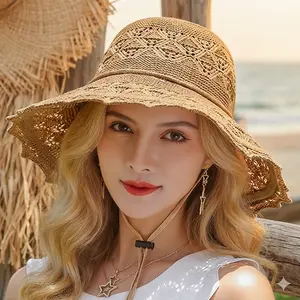 Vintage Romantic Floral Sun Hat - Elegant Wide Brim Lace Crochet Beach Hat - Trendy Cottagecore Aesthetic Summer Accessory - Ideal Gift for Her - Stylish Sun Protection Foldable Cap for Weekend Getaway