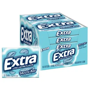 Extra Smooth Mint Sugarfree Gum 15 Count (Pack of 10) Snack