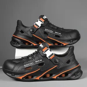 Men's Chunky Breathable Clog Sneakers - Techwear Slip-On Platform Footwear with Adjustable Strap, EVA Summer Walking Shoes