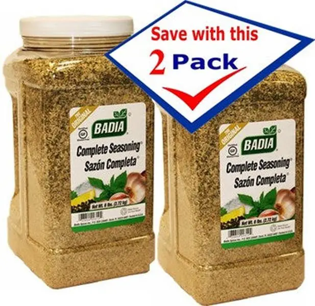 BADIA Complete Seasoning - Natural Salt-Infused Spice, 2-Piece Sets of 6 Lbs Institutional Size, for US Food Service & Home Cooking (Beef, Vegetable Dishes)