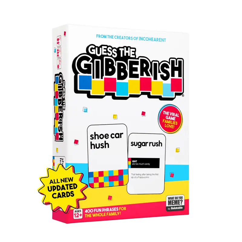 Guess The Gibberish Card Game for Families by Relatable, From The Creators of Incohereant, Fun Kids Games for Kids 12+, Game Night With Friends, Includes 400 Cards, Instructions, and 1 Sand Timer