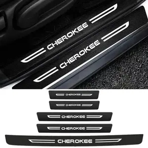 Car Door Threshold Tape Door Sill Protective Stickers for JEEP CHEROKEE Logo Rear Trunk Door Bumper Scratch Guard Trim Accessory