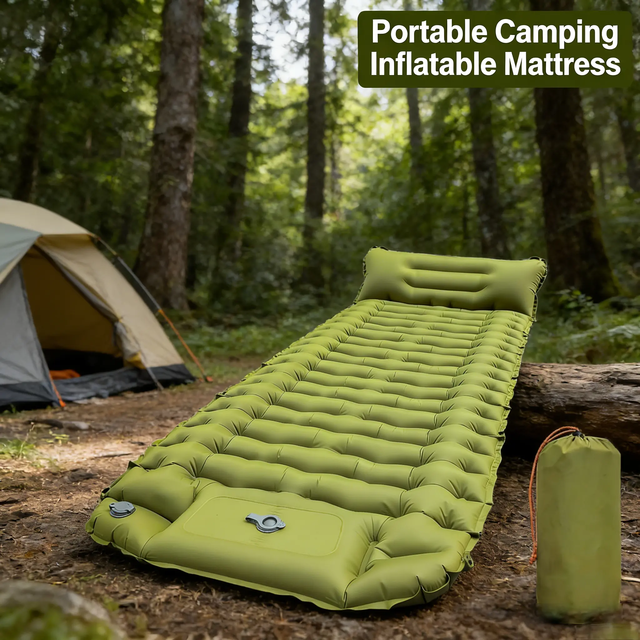 Self-Inflatable Sleeping Pad with Built-in Foot Pump, Ultra-Thick 4-Inch Waterproof Camping Mattress with Pillow for Backpacking, Hiking, Tent, Car Traveling, and Outdoor Adventures
