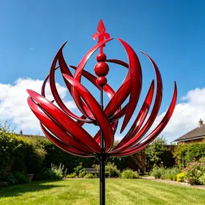Large Illuminated Metal Wind Spinner, Antique Outdoor Decor for Garden & Patio, Low-wind Rotation Yard Ornament, Easy Assembly