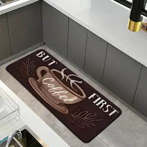 Coffee Pattern Kitchen Mat, 1 Count Non-slip Kitchen Rug, Kitchen Runner Rug, Soft Floor Mat, Decorative Carpet for Home Kitchen Living Room Bedroom, Home Decorative Rugs