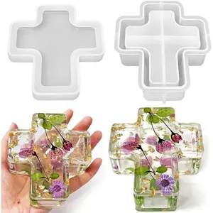 Cross Box Silicone Mold, Jar Storage Silicone Mold for Resin, Clay, Gypsum Casting,  DIY epoxy resin Christmas jewelry storage box tiktokshopspringglowup