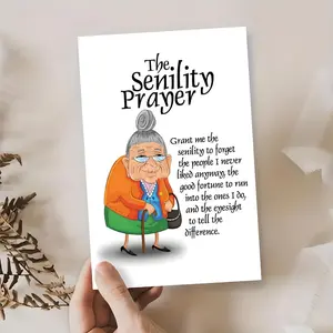 The Senility Prayer Card - Grant Me the Senility to Forget the Unpleasant, Perfect For Grandparents. A Heartfelt and Humorous Card for Those Who've Seen It All.