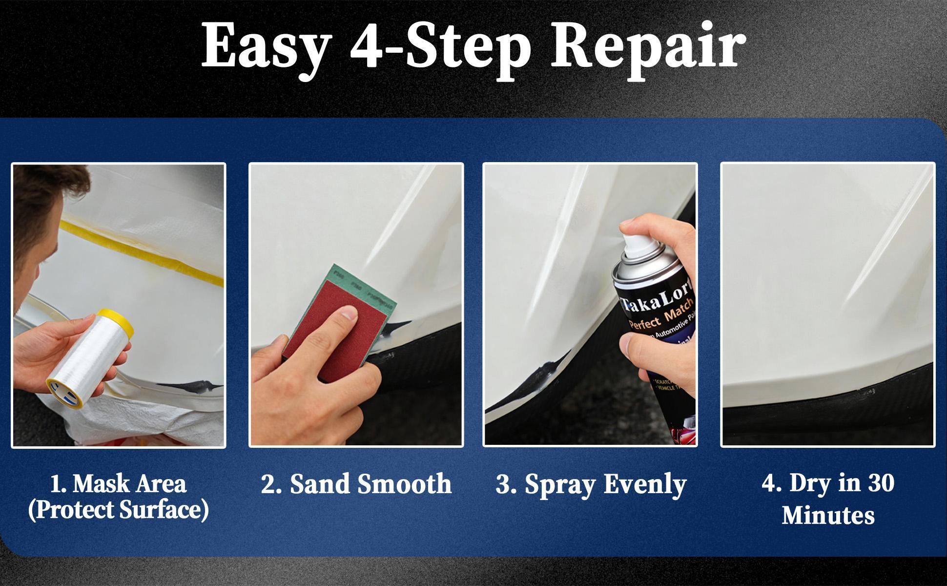 TaKaLort automotive repair paint spray for Honda vehicles — instantly repairs scratches, includes sandpaper, masking tape, and plastic sheeting