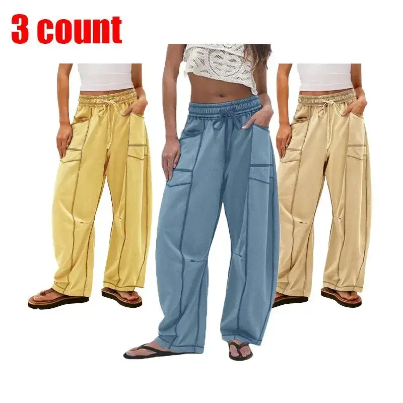 3 pcs Women's Barrel Sweatpants High Waisted Wide Leg Pants Drawstring Athletic Baggy Pants Lounge Sweats Colorblock Soft Fabric Comfortable Fit True to Size Vogue Design Basic Minimalist Bottom with Pockets 3 pcs Women's Barrel Sweatpants High Waisted Wide Leg Pants Drawstring Athletic Baggy Pants Lounge Sweats Colorblock Soft Fabric Comfortable Fit True to Size Vogue Design Basic Minimalist Bottom with Pockets