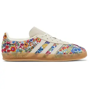 Adidas Gazelle Indoor Liberty London Floral Embroidery Women's Sneaker JP5309 - Lightweight Breathable Casual Sporty Fashion Shoe with Gold Details Walking Trendy Flower Footwear