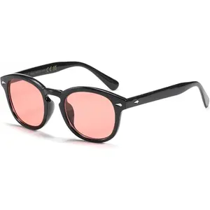 Retro Round Sunglasses Women Men  Oval Colorful See Through Tinted Lens Eyewear