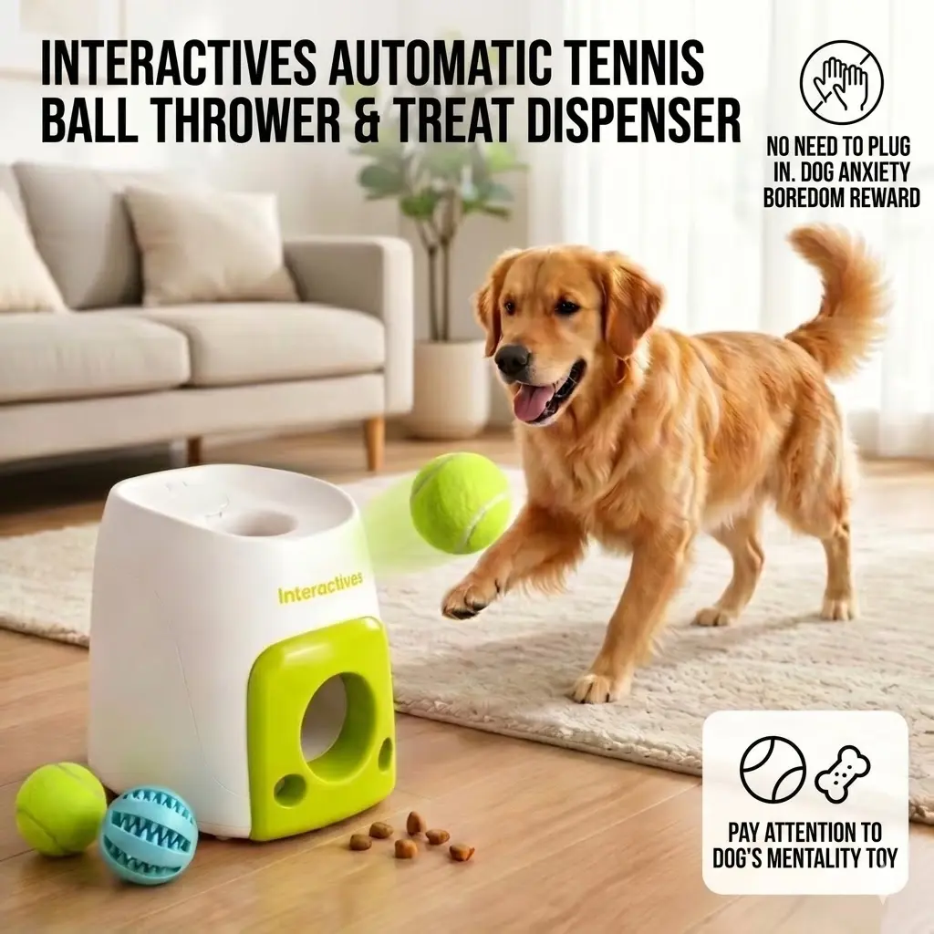 Pet Tennis Ball Launcher Non-electric Toy, Automatic Ball Launcher Pet Dog Toy for 1 Ball, Pet Food Reward Machine for Small and Medium Size Dog Trainin