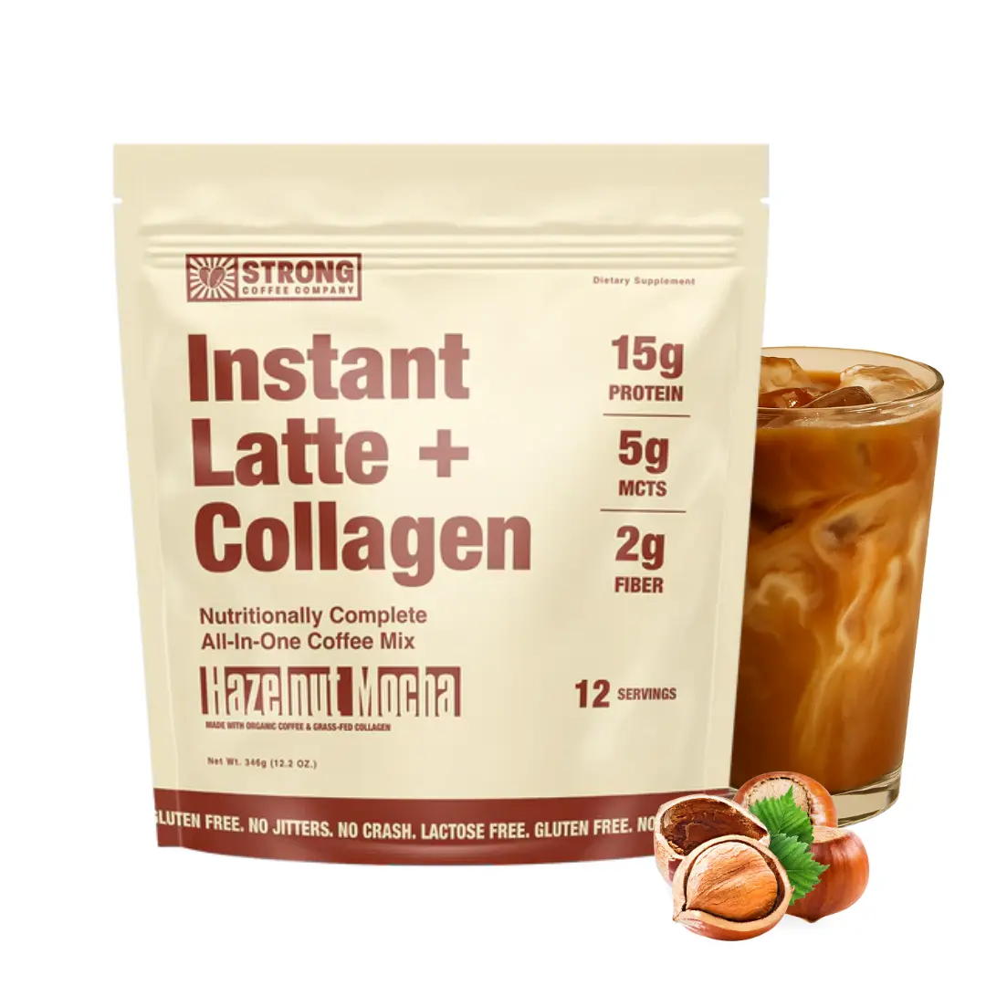 Hazelnut Mocha Latte + Collagen Coffee | Protein Coffee Mix | Instant Functional Latte with 15g Protein, MCTs & Fiber | Healthy Morning Drink & On-the-Go Coffee Mix