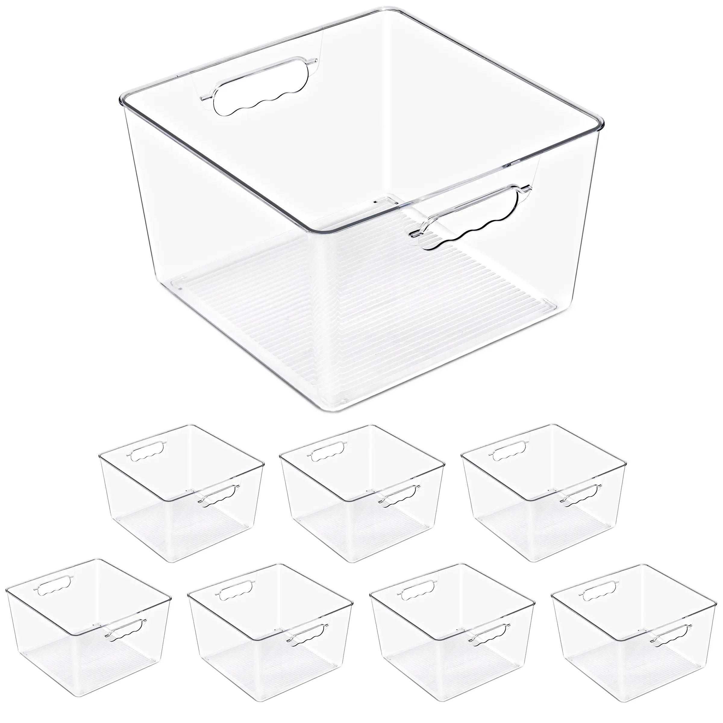 Sorbus Transparent Cube Storage Bins - 8-Pack Large Durable Space-Saving Stackable BPA-Free Plastic Organiser Boxes with Handles, Compact Square Open Home Supplies for Closet Organization