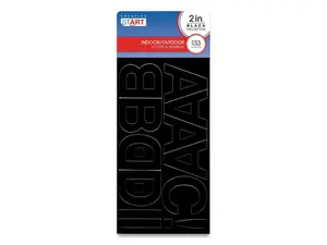 Peel-and-Stick Indoor/Outdoor Letters Numbers and Symbols 2" Tall Black Characters 133 Pieces 098139