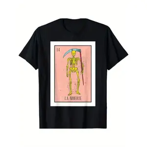 Retro La Muerte Lottery Card The Death Card Mexican Lottery T-Shirt