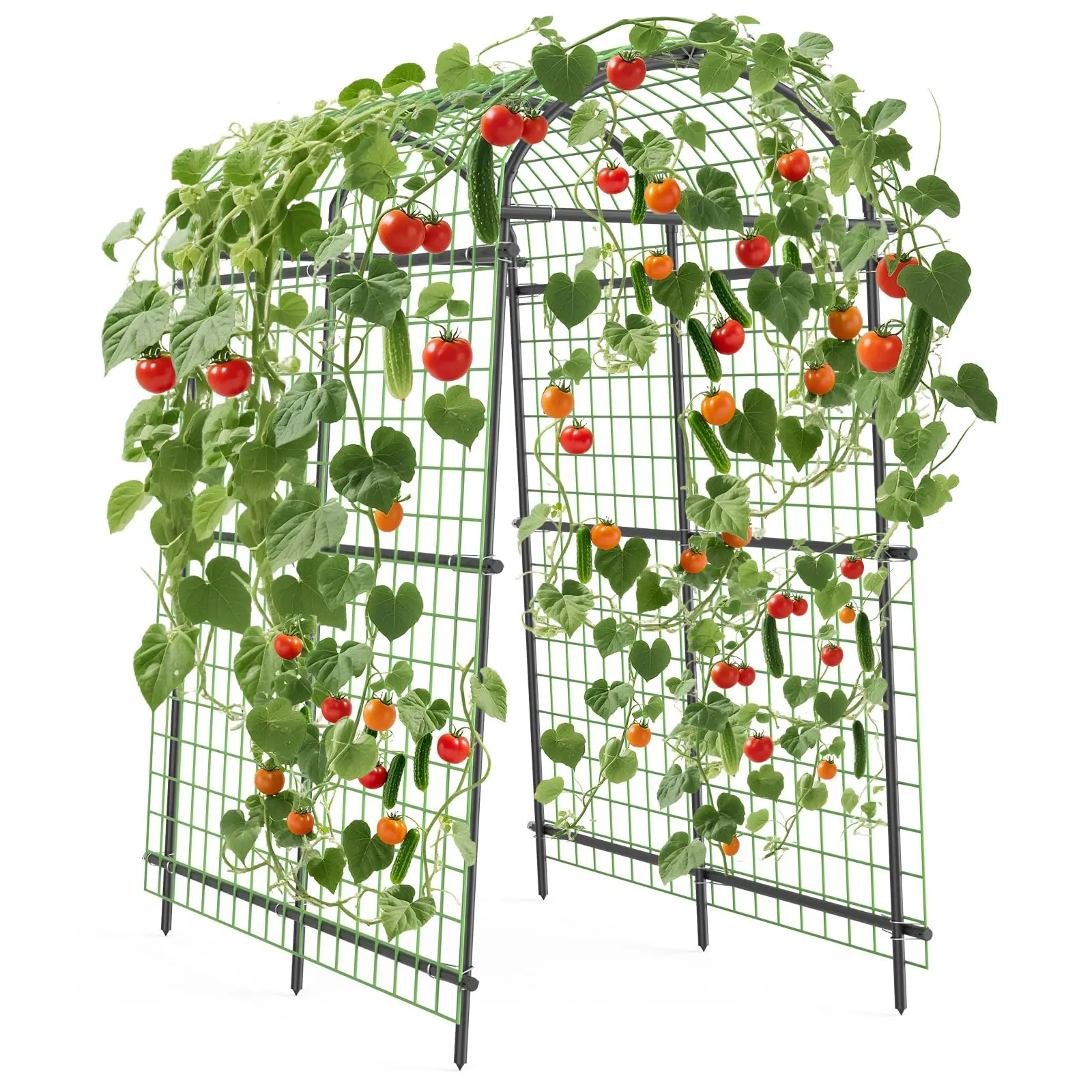 Garvee Extra Tall 7.5FT Metal Garden Trellis Arch with Netting – Adjustable Polyethylene-Coated Steel Pergola Arbor for Climbing Plants, Flowers, Vegetables – Outdoor Wedding & Event Decoration – Tool-Complimentary Assembly