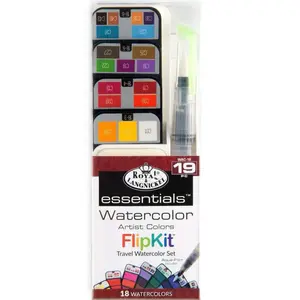 Essentials 19-Piece Watercolor Paint Set with Flip Case – Travel Art Kit for Beginners & Artists