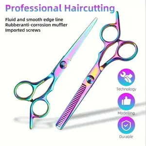 7PCS Professional Hairdressing Kit - Premium Stainless Steel Scissors, Smooth Thinning Shears & Heatless Styling Tools With Apron And Beard Razor - Complete Salon-Quality Durability Set For Barbers And Stylists Barber Accessories Haircutting Accessories