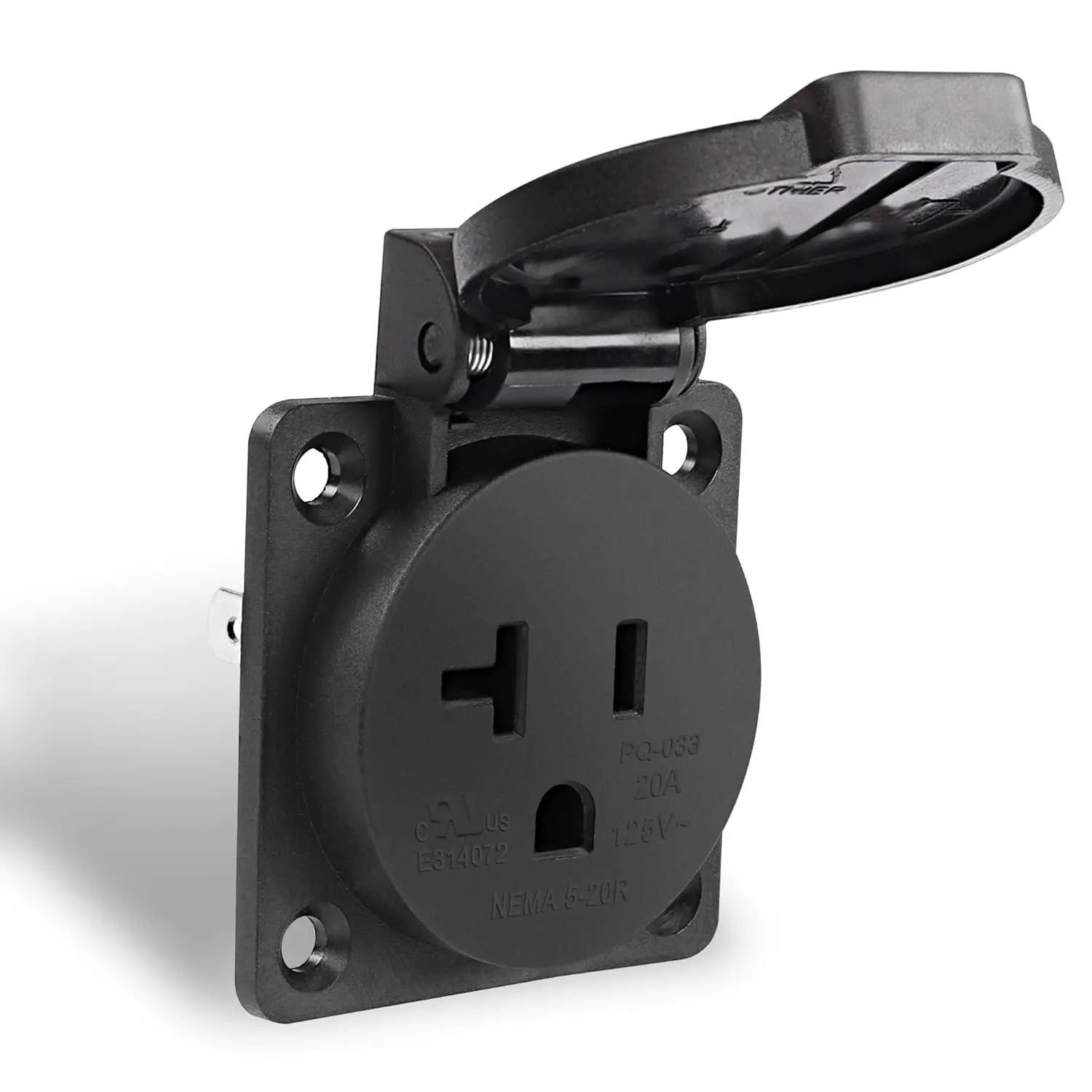 20 Amp NEMA 5-20R Outlet AC Flanged 125  ,2 Pole 3 Wire with Weatherproof Cover Power Outlet Outdoor Household Receptacle Socket