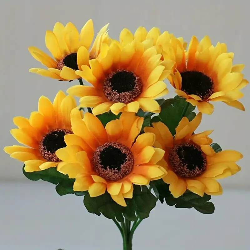 UV-Resistant Silk Artificial Sunflower Bouquets - 2 Bunches Decorative Nature Plants for Home, Wedding Outdoor Garden Party Centerpieces