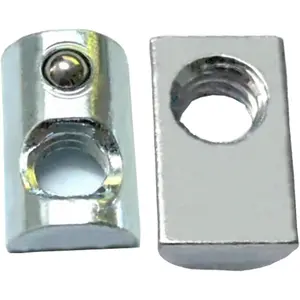 20 Packs 1/4-20 Threaded Steel Roll in T-Nut with Ball Spring, T Slot Accessories for Aluminum Extrusion Profile Rail
