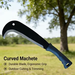 Weeding Sickle Machete Knife Brush ClearingHand Sickle Garden Tool with Carbon Steel ThickBlade Gardening Machete for Yard Work