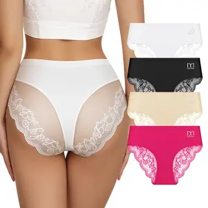 QUASTI Mid-Rise Lace Sexy Underwear for Ladies, Ultra-Soft Cheeky Comfy Briefs for Women Girlfriend's Gifts, Comfort and Smooth Seamless Thongs, Elastic Sexy Ladies Panties, Mix Colors S-XXL