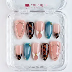Younique Nails | 10PCS 100% Handmade Press-On Nails | Reusable Colorful Art acrylic stylish 3D Luxury Handcrafted Glossy