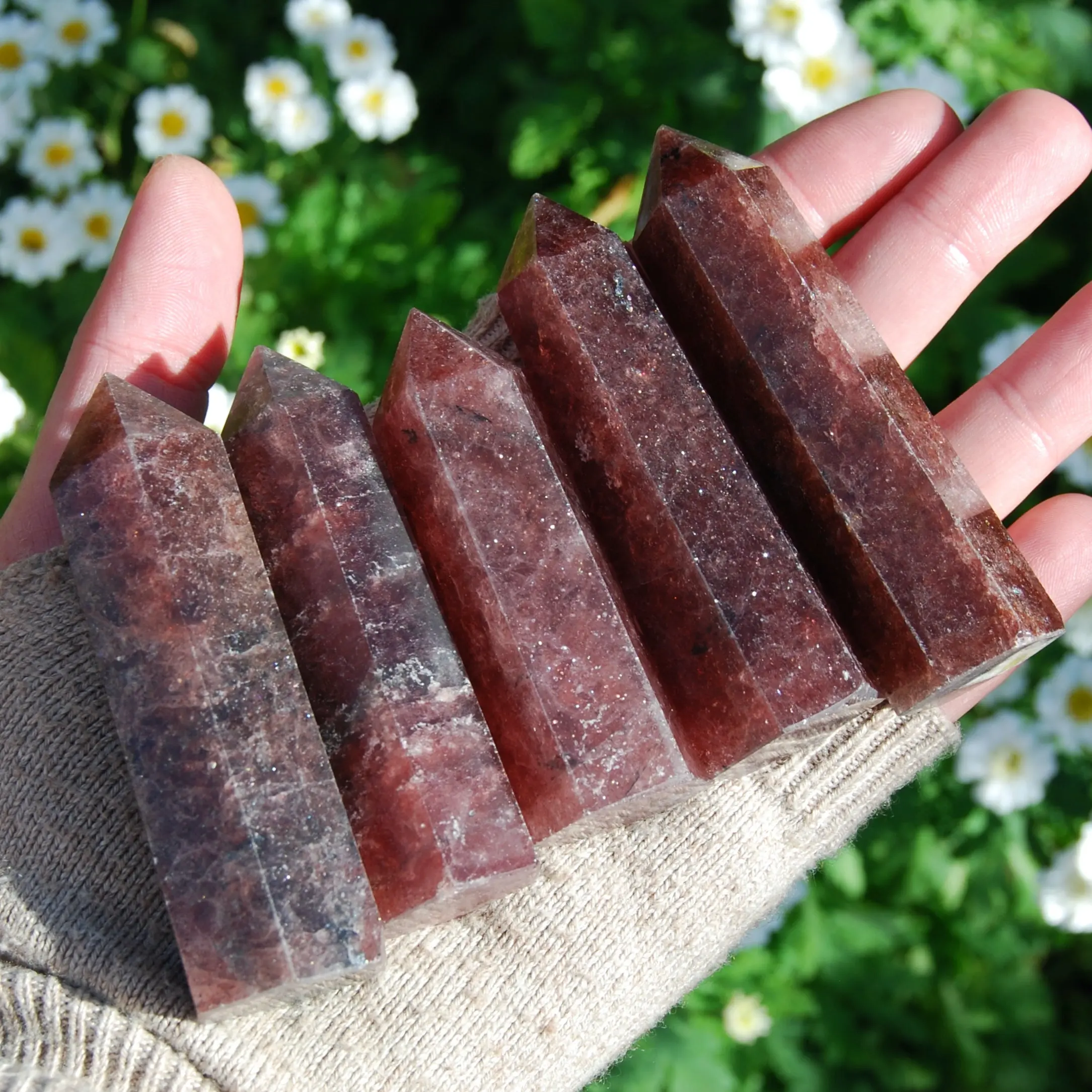 ONE Natural Strawberry Quartz Crystal Tower