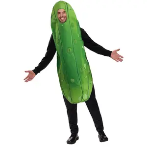 Joyfy Halloween Pickle Costume for Adult, Unisex Food Costume, Funny Costume for Men, Fruit Jumpsuit for Halloween Fancy Dress Costume