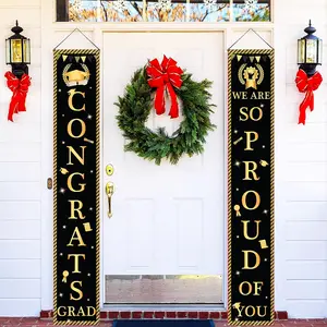 【graduation2026】Congratulations on Graduation Gate Banner 180x30cm, Congratulations on 2026 Black Gold Graduation Decoration Graduation Gate Banner | 2026 Graduation Gate Banner