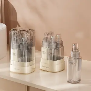 4pcs Travel Refillable Bottles Portable Vacuum Multi-Functional Cosmetic Spray Bottle Lotion Storage Silicone Bottle Sprayer Small Fine Mist Lightweight Compact