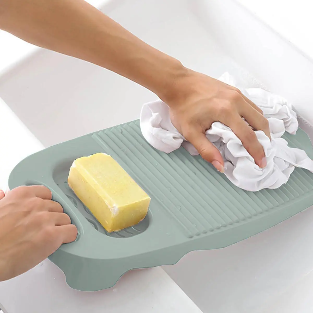 Foldable Plastic Washboard, 1 Count Portable Laundry Scrub Board with Holder, Home Goods, Household Items, Ideal for Camping & Hiking, Perfect for Household Use