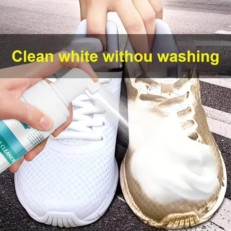 white Sneaker Cleaner - Comes With A Brush Head, Quick Stain Removal, Suitable For White, Yellowed, Leather, Sneakers, Boots, Car Interiors, And More - Safe For All Surfaces - Essential For Home, Travel, Camping